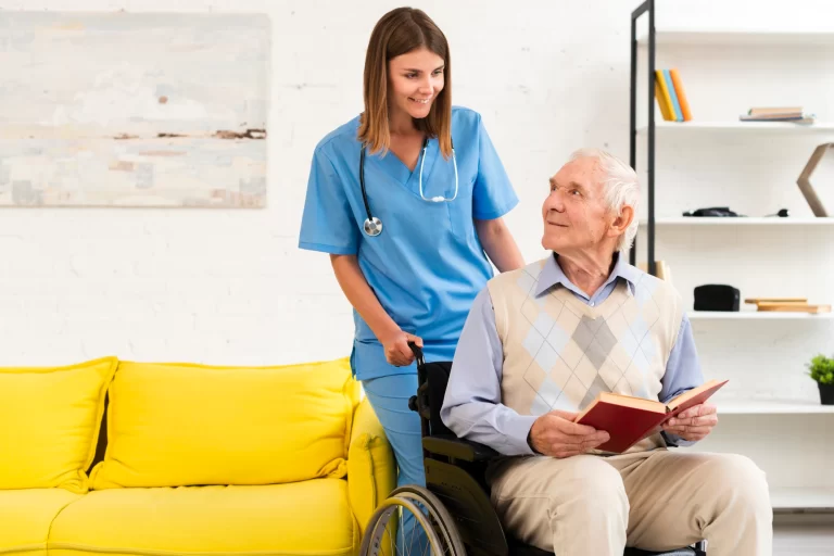 old-man-sitting-wheelchair-while-talking-nurse_23-2148239022 old-man-sitting-wheelchair-while-talking-nurse_23-2148239022